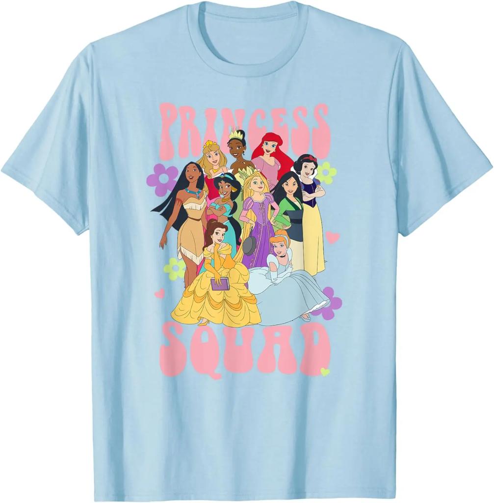 Hot Fashion Casual Disney Princess Epic Princess Squad Girl Power Floral Poster T-Shirt S-4XL Four Seasons