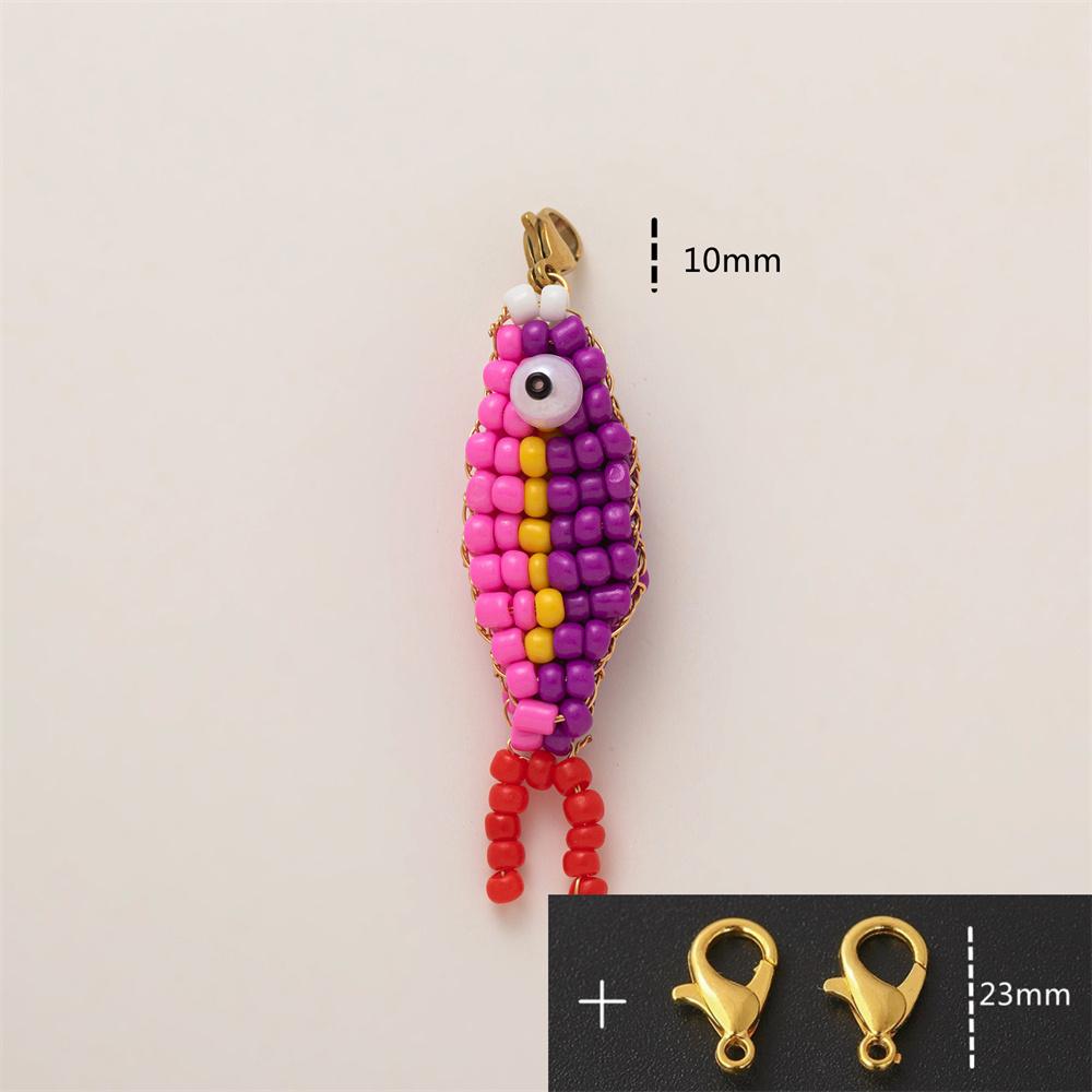 Cute Handmade Bead Fish Backpack Bag Zipper Pendant Hanging Decoration Girls Student Keychain Hangings DIY Accessories Ornaments