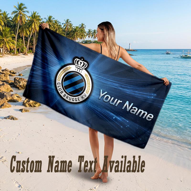 Club Brugge FC Design Beach Towel Custom Text Large Towel for Beach Vacation