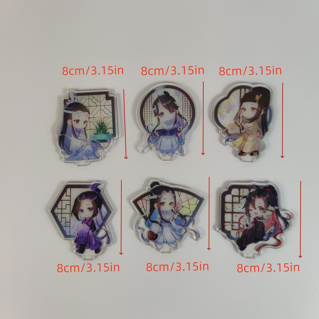 8cm Anime Mo Dao Zu Shi Figure Action Mini Acrylic Toy Wei Wuxian Lan Wangji Standing Model Desk Decor Christmas Gift