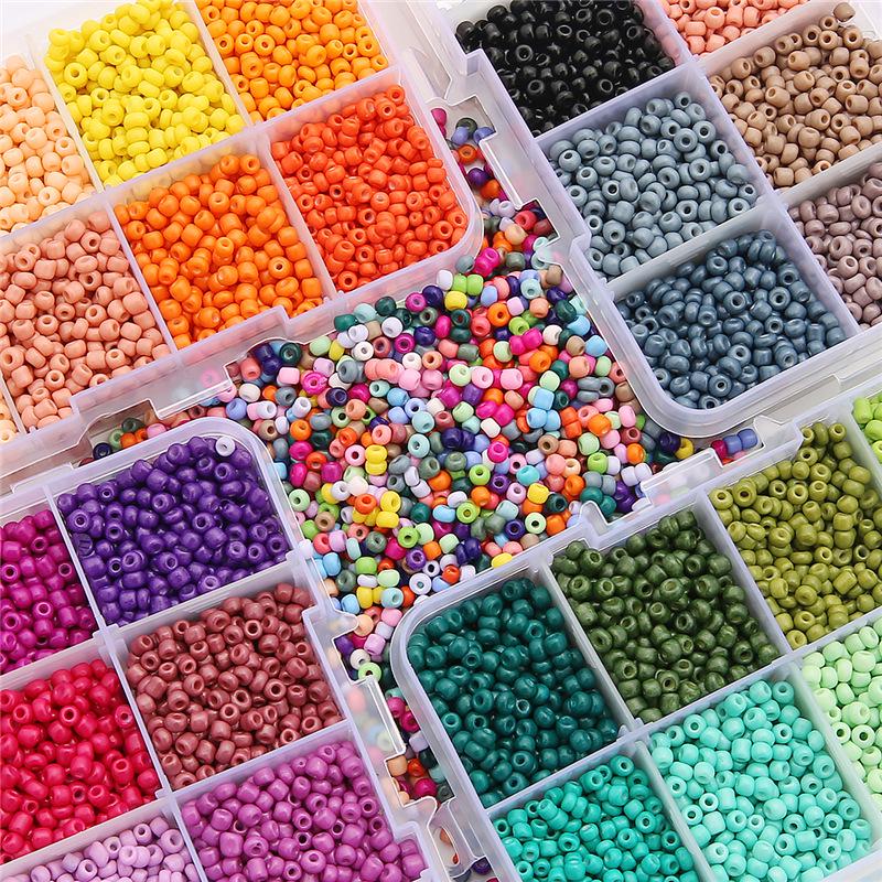 8-Compartment Solid Color Glass Seed Beads Set for DIY Bracelets & Necklaces