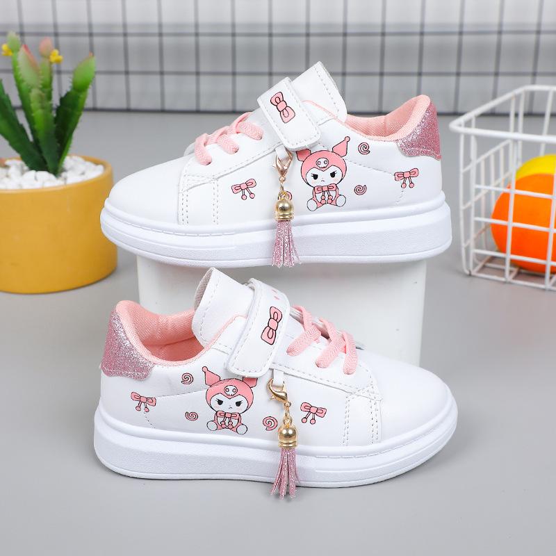 Girls' Soft Sole Waterproof Leather Sneakers - New for Spring/Autumn 2025, Non-Slip Running Shoes