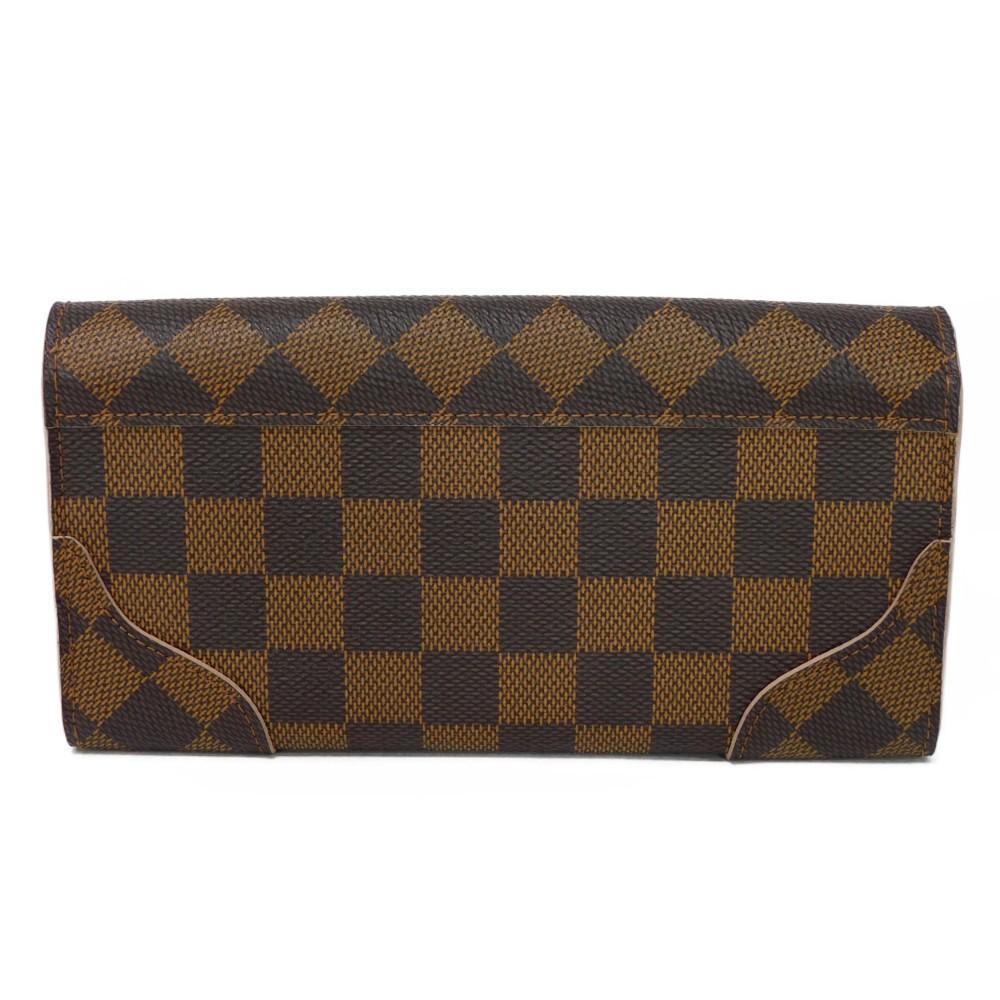 Used 12564 Portefeiulle Kaisa N61227 7940 Logo Ebene Brown Pink Bifold Two-tone Damier Rose Ballerine Ladies from Japan