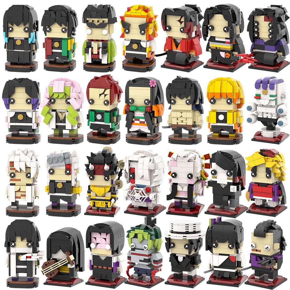 MOC Demon Bricks Anime Figure Slayer Head Tanjirou Mitsuri Inosuke Building Blocks Friends Gift Toys For Children Adult 3D Medol