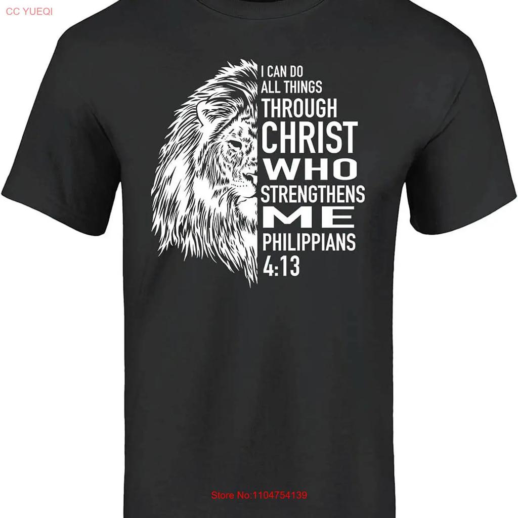 Shop4ever Philippians 4 13 Lion Verse I Can Do All Things Through Christ T Shirt Vintage Washed Slightly Graphic Soft Fashion