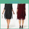 Chic Fashion Plus Size Womens Overlay Lace Dress With Three Quarter Sleeves