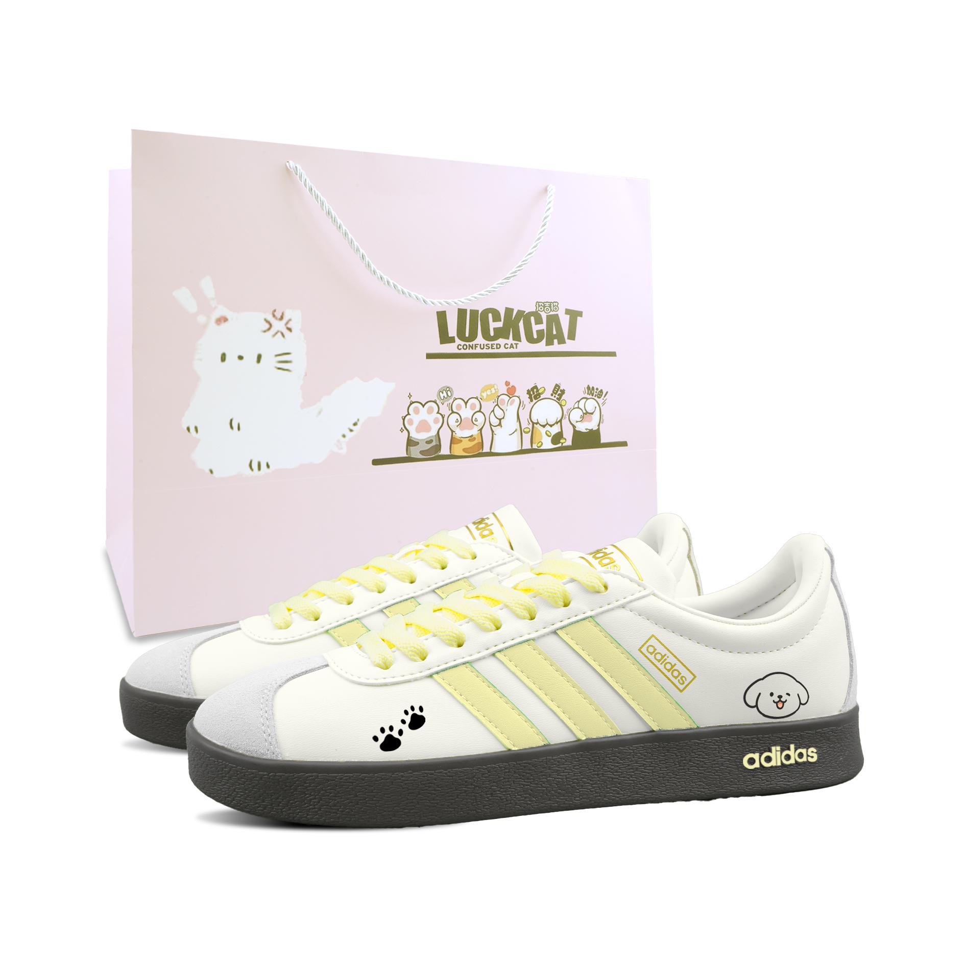 

Adidas VL COURT 2.0 Cute Paw Puppy, Special Shopping Bag Low top German Army Trainers Unisex Yellow JI0497(Team1800-SBOX) 39⅓