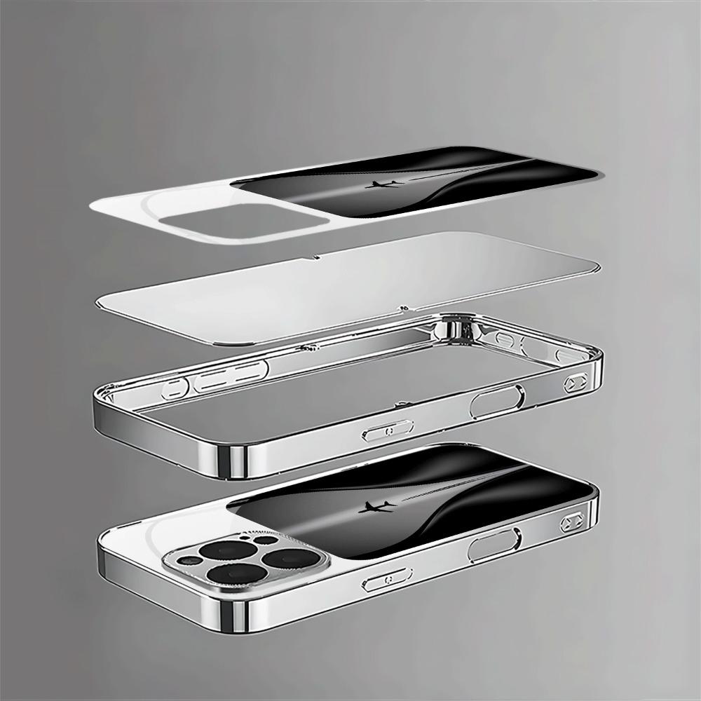 Aircraft flight trajectory tempered glass phone case suitable for iPhone 17 16 15 14 13 12 11 Pro Max Plus shockproof back cover