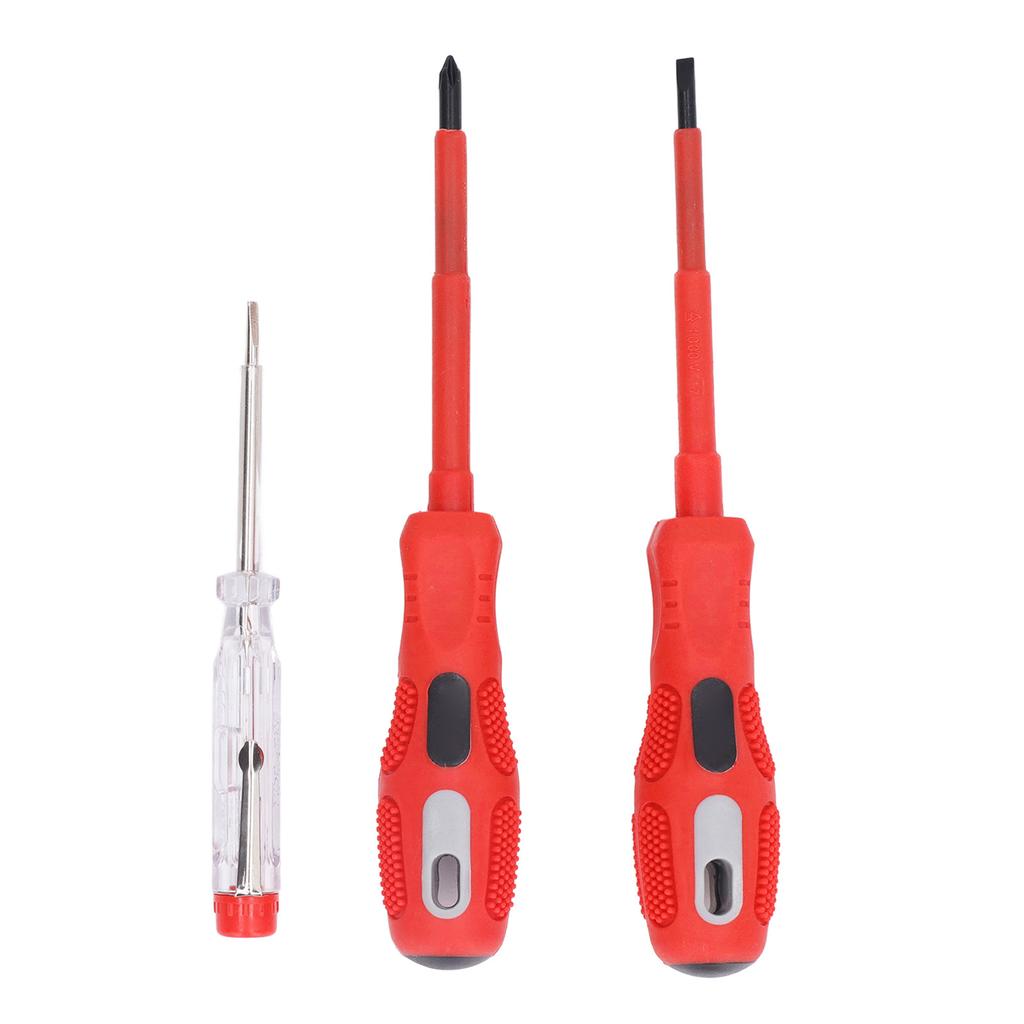 Red Slot Cross Screwdriver Current Detector Non Slip Insulated Handle Electrical Voltage Test Pen