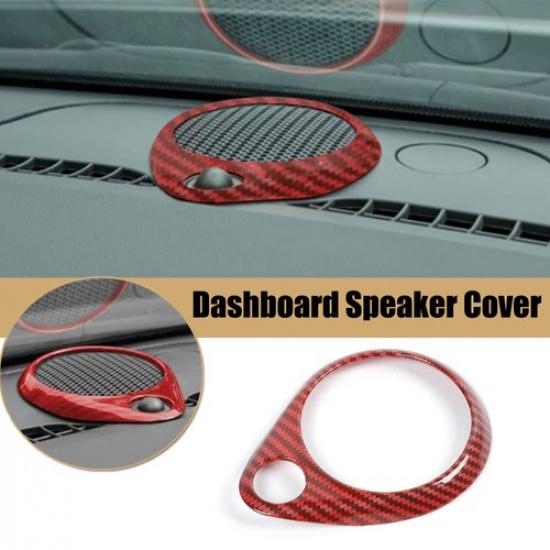 

Red Carbon Fiber Dashboard Speaker Horn Cover Ring Decor For Dodge Durango 11+