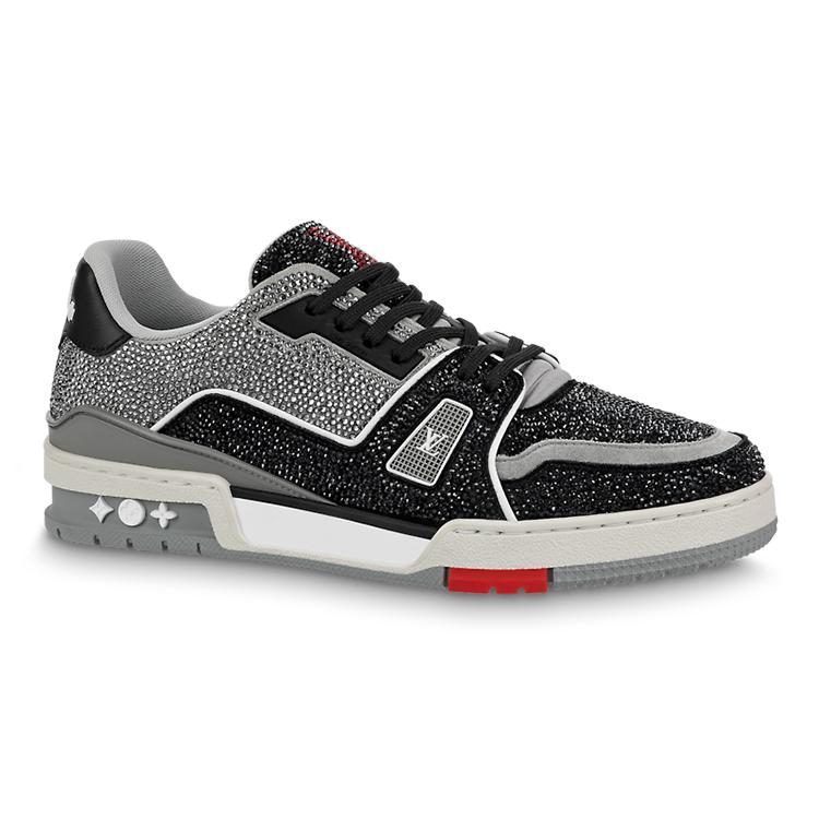Louis Vuitton Trainer Sneakers 'Grey Black Crystals' 1AA6PR