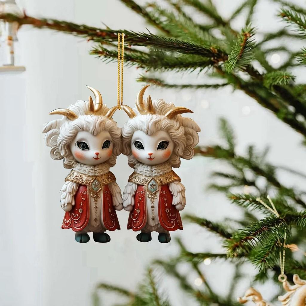 Delightful Cartoon Sheep Crab Car Ornament Whimsical Acrylic Holiday Decor Piece