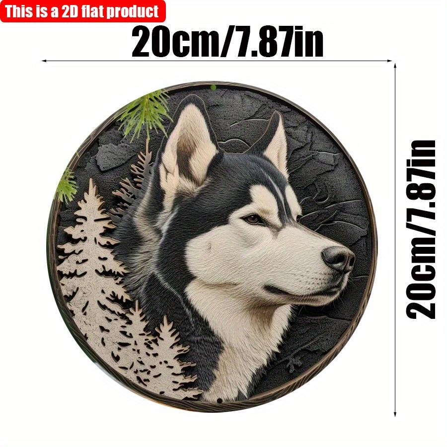 

2D плоская 20*20 см 1 шт. Милая круглая подвеска в стиле аляскинского маламута, очаровательная художественная табличка в деревенском стиле с изображением собаки, применение на входной двери и в фермерском доме 20*20cm