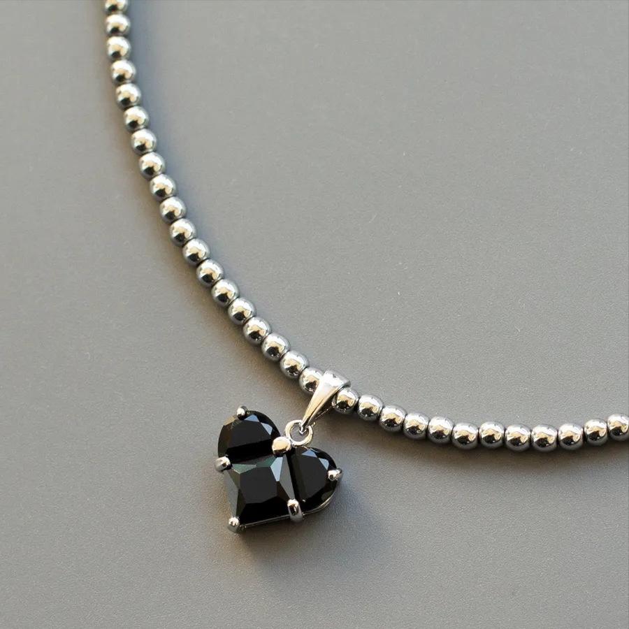 

Fashion Vintage Sexy Zircon Heart Pendant Necklace for Women Female Boho Geometric Baroque Transparent Crystal Chain Zircon