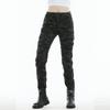 Pantalones de montar para mujer elásticos anti-caída, mono azul camuflaje multi-bolsillos para motocicleta, equipo de protección de silicona