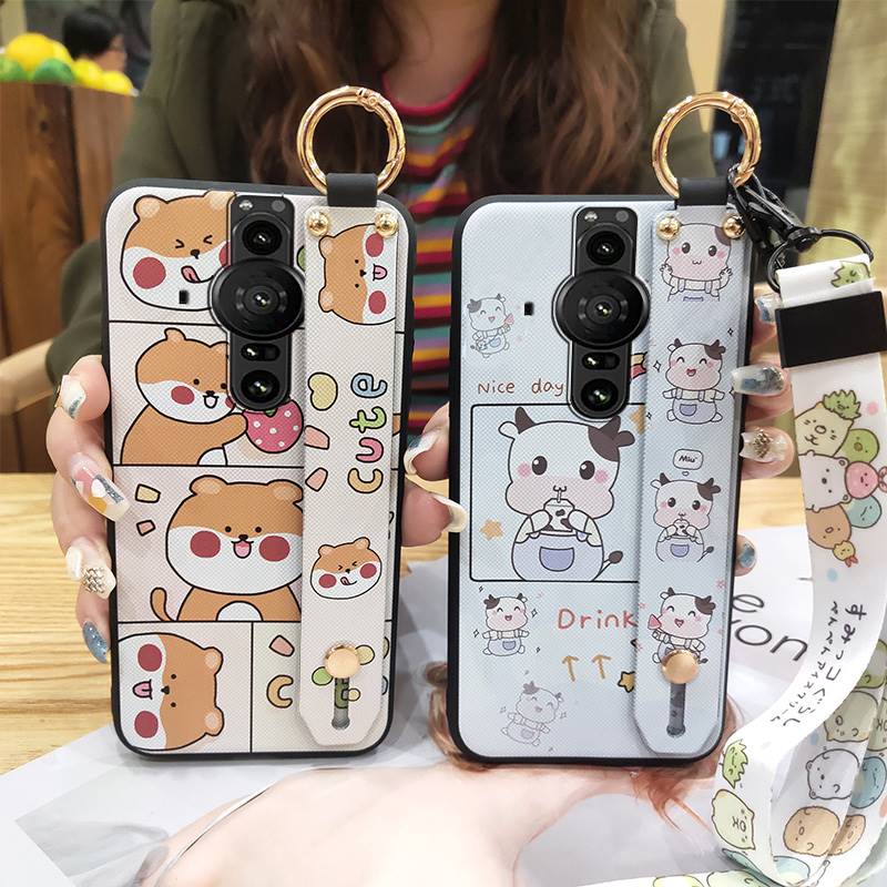 Shockproof Wristband Phone Case For Sony Xperia Pro-I Waterproof Fashion Design Wrist Strap Anti-knock Protective Cute