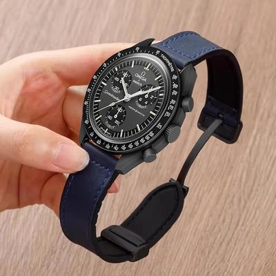 20mm 22mm Leather+Silicone Strap For Omega X Swatch Joint MoonSwatch Magnetic Band Xiaomi Watch S4 S3 S2 S1/Huawei GT3 4 5 2028