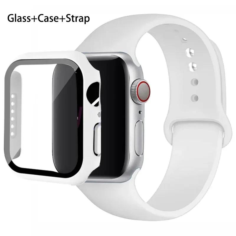 Szkło + etui + pasek do zegarka Apple Watch 44 mm 45 mm 42 mm 41 mm 40 mm 38 mm Silikonowy pasek do zegarka Bransoleta iWatch seria 8 9 7 6 5 4 3 SE