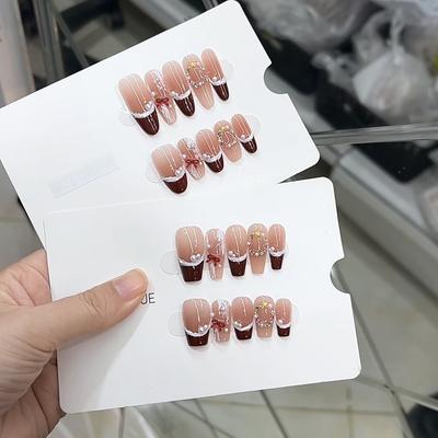 Pure Handmade Phototherapy Wear Nail Tablets Christmas Love Song Wear Nail Finished Product Reused Nail Art