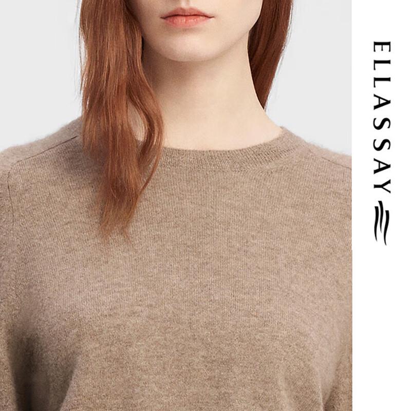 ELLASSAY Women's Cashmere Round Neck Five-Sleeve Knit Sweater