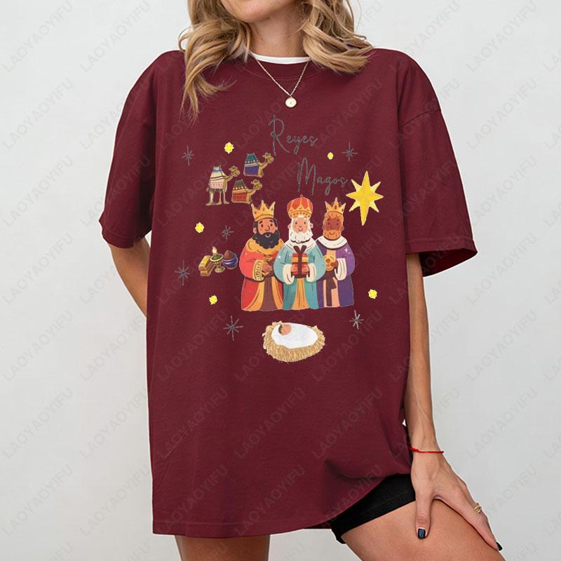 Reyes Magos Nativity Unisex Tee Wise Men Christmas TShirt Religious Holiday Shirt Three Kings Gift Top Nativity Scene Apparel
