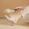550-2 High Heels Women's 2025 Spring New Versatile Xiuhe Wedding Dress Two Wear Crystal Shoes Pointed Thick Heel Single Shoes