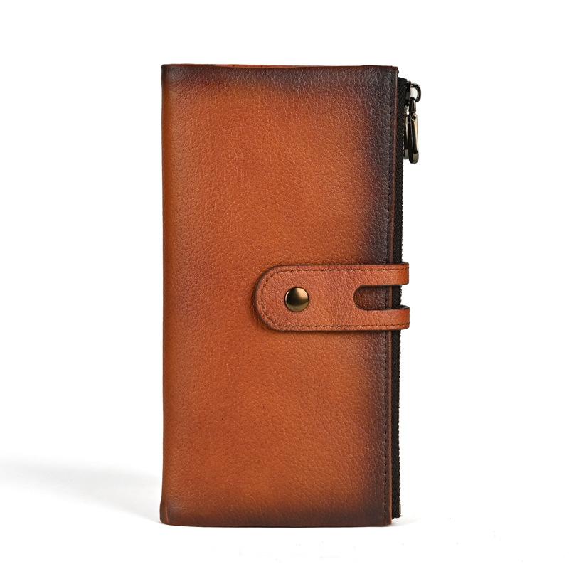 New Men's Long Leather Wallet, New Cowhide Wallet with Multiple Card Slots, Vintage Grip