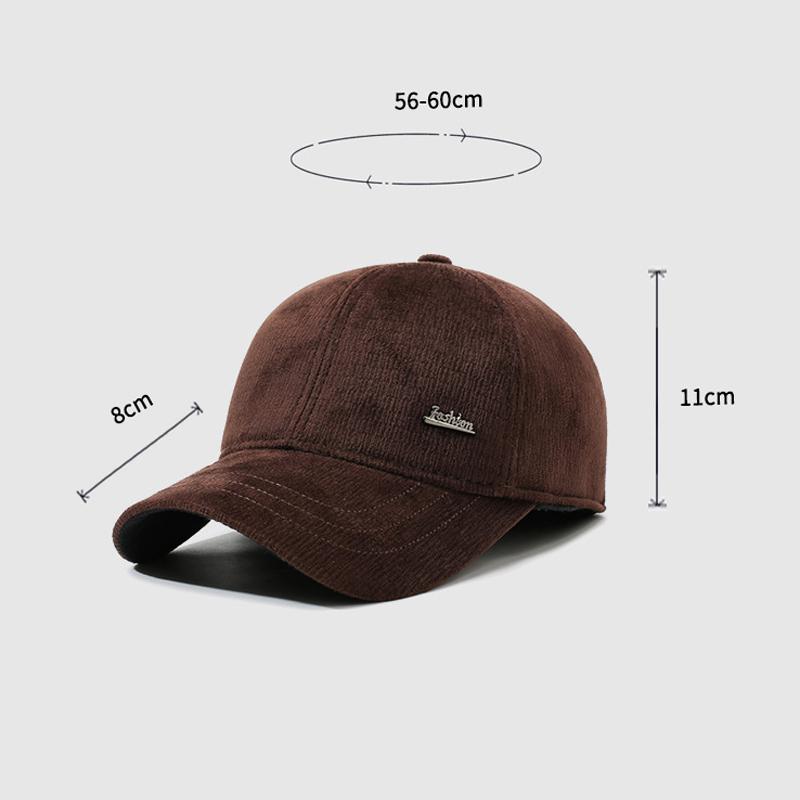 Winter Woolen Hat Men's Warm Baseball Hat Ear Protectors Old Man Thick Cap
