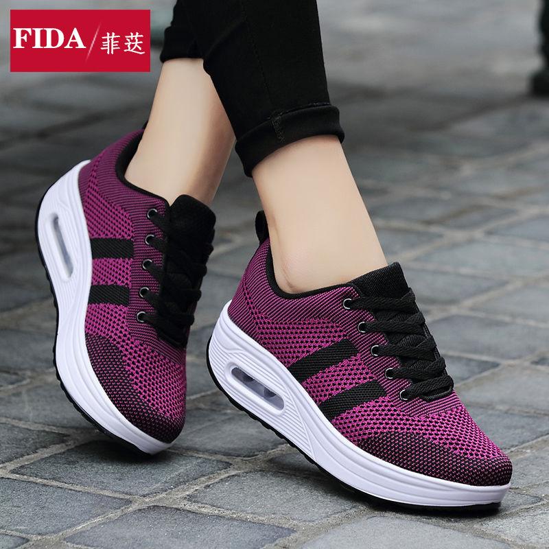 New fly-woven air cushion shoes spring casual shoes platform heightening shoes rocking shoes 35