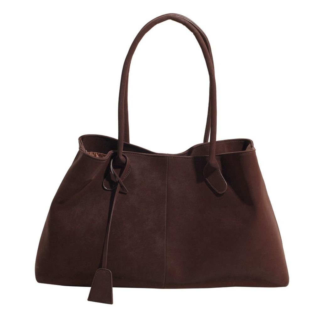 High Quality Versatile Tote Bag Large Capacity Faux Suede Shoulder Bag Solid Color Handbag for Women