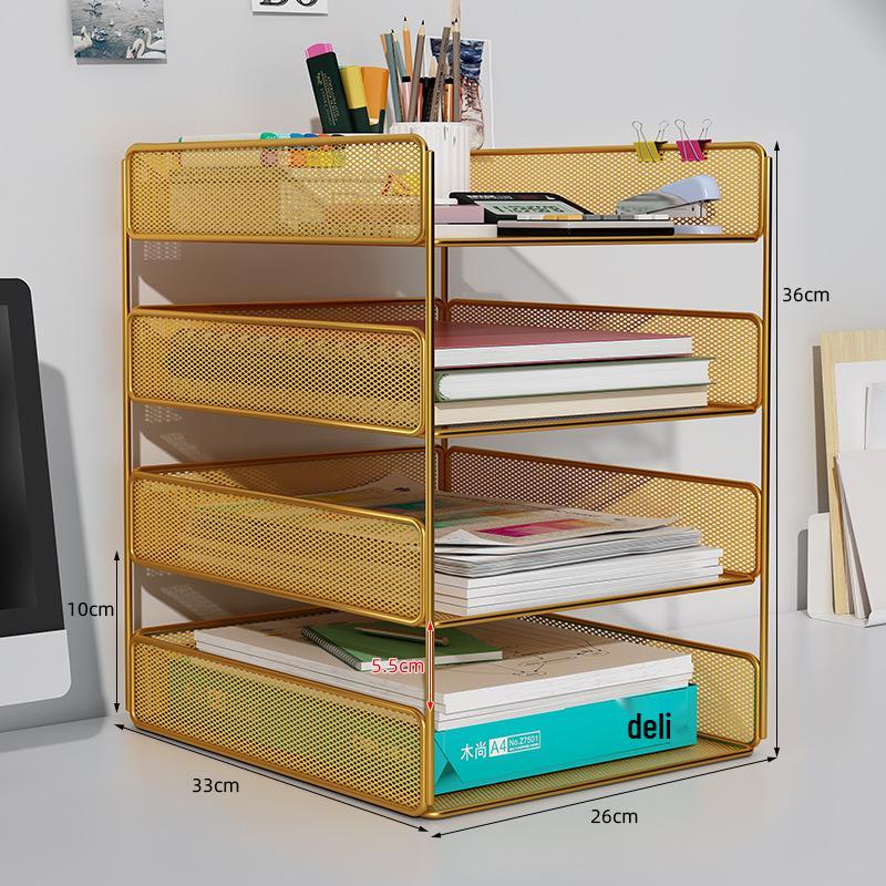 Multilayer Desktop Organizer: File Storage Rack & Office Supplies Set