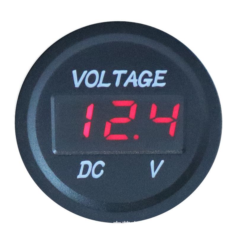 DC 5-48V Car Motorcycle Voltmeter Mini Digital Waterproof LED Panel Tester Display Round Volt Meter Gauge
