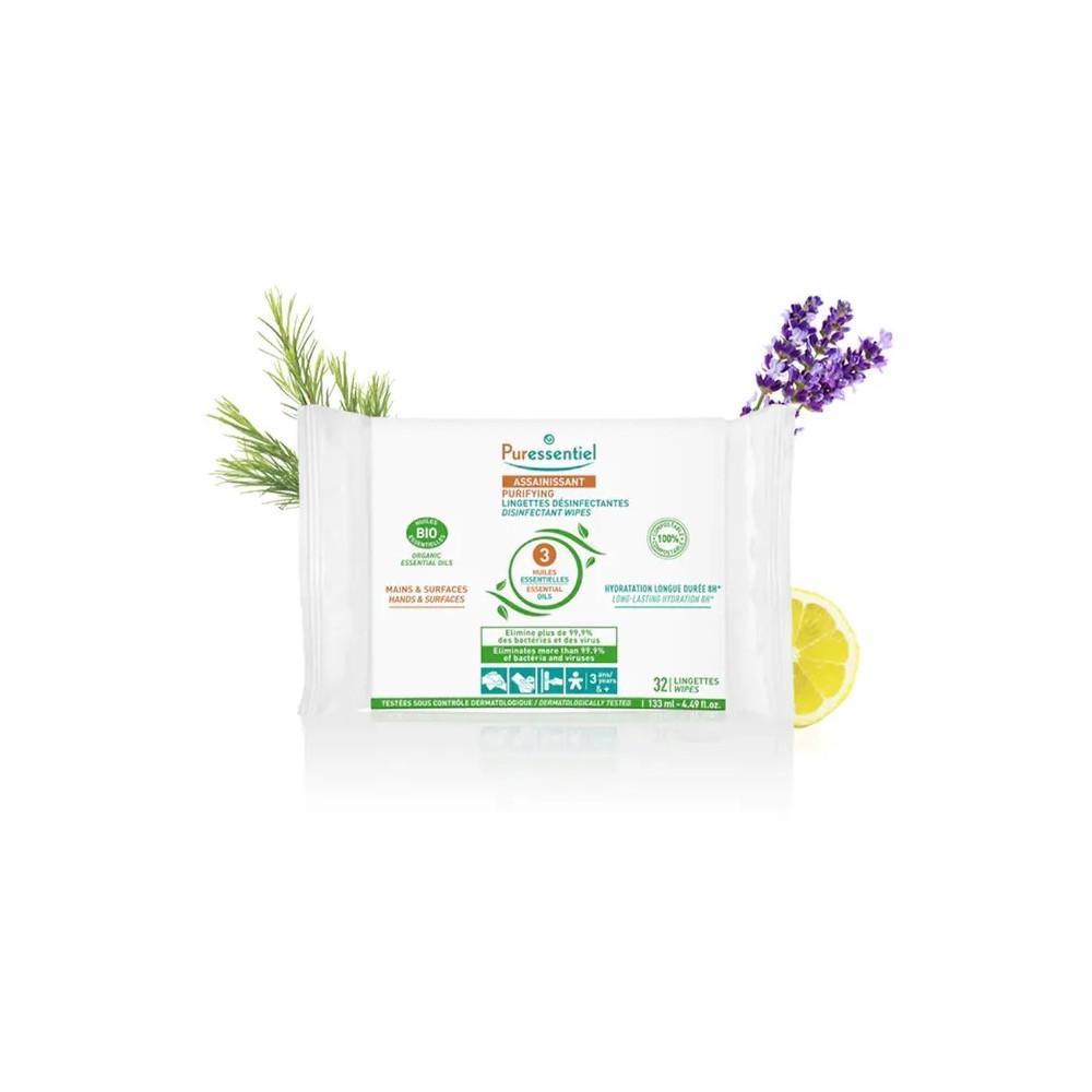

Органические дезинфицирующие салфетки Puressentiel, упаковка из 32 шт.