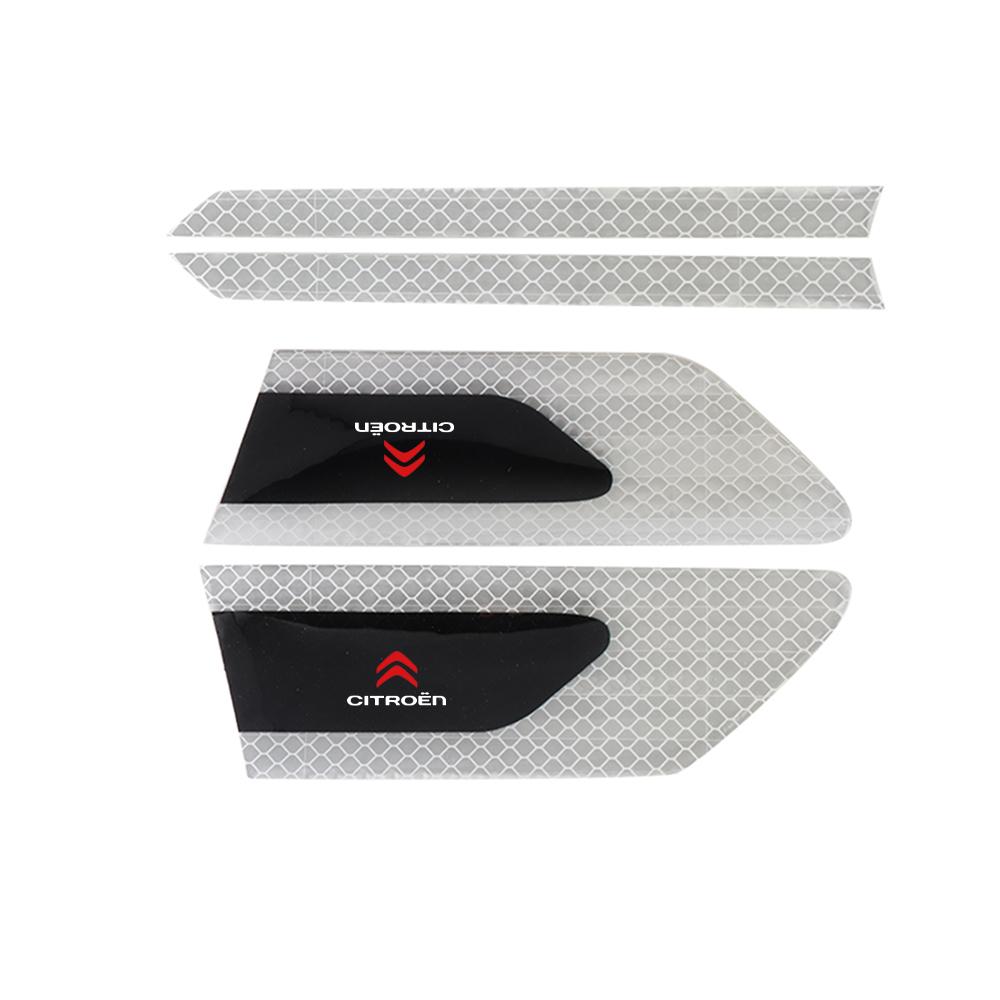 1 pair Reflective Warning Strip Tape Car Side Baffle Decoration Stickers For Citroen C1 C2 C3 C5 Grand Exterior Auto Accessories aib256