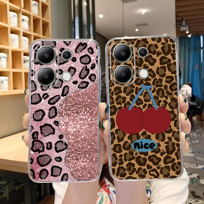 Leopard Mjukt Transparent Silikonfodral För Xiaomi Redmi Note 13 14T 15 Samsung A55 A35 S24 FE S25 iPhone Huawei Honor 200 Kameraskydd Stöttåligt Skydd
