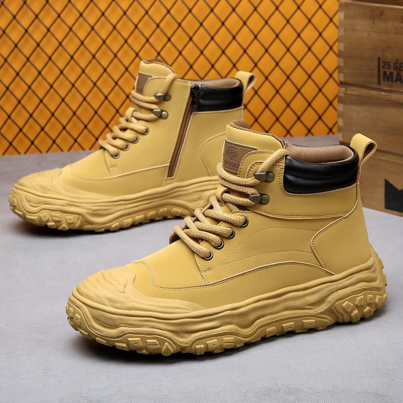 Martin boots men's high-top autumn and winter retro kicking can't suck big yellow boots outdoor desert soft leather tooling boots