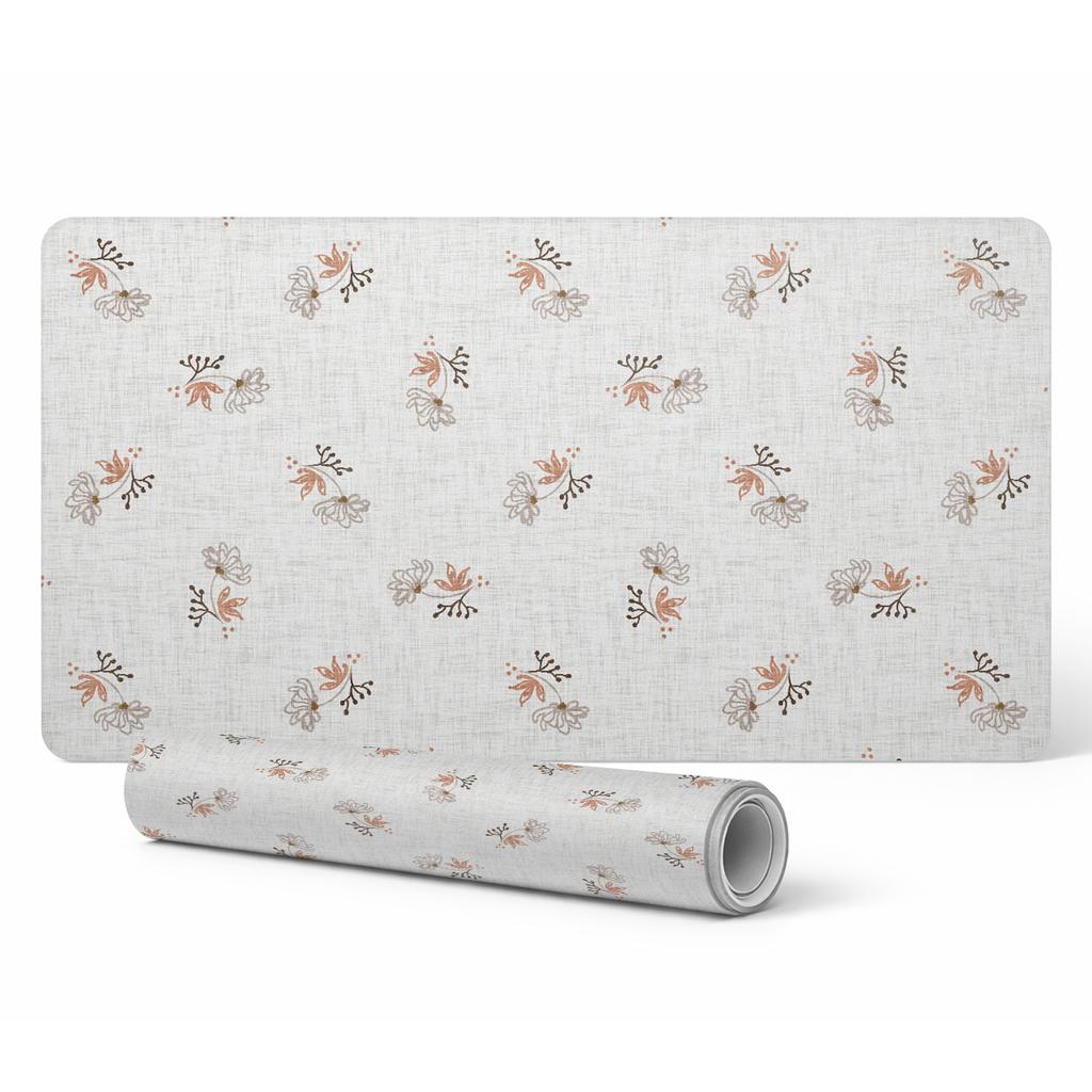 Protective Decorative Mat for Office Desk Delicate Retro Flowers 120X60 Cm