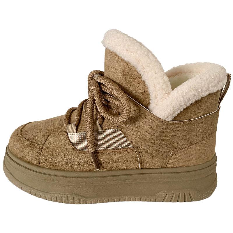 

B1623 толстый бархат толстая подошва зимние сапоги женская обувь спортивный стиль 2024 новые зимние теплые хлопковые туфли бархатные кеды 40