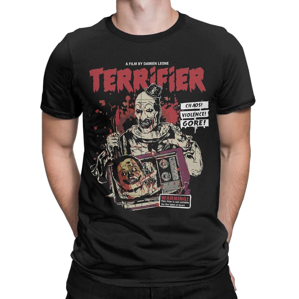 Men T-Shirts Terrifier Horror Movie Funny Cotton Tees Short Sleeve T Shirt Crew Neck Clothing Party