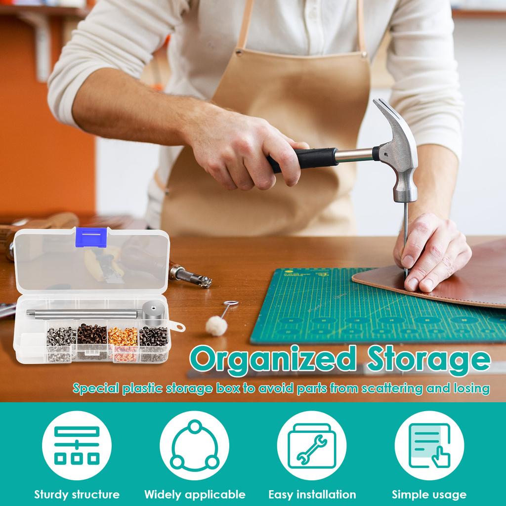 803/400 Stück Ösen und Montagewerkzeuge Set 4 Farben Metall Kupfer Ösen Set mit Aufbewahrungskoffer für Schuhe Tasche Kleidung