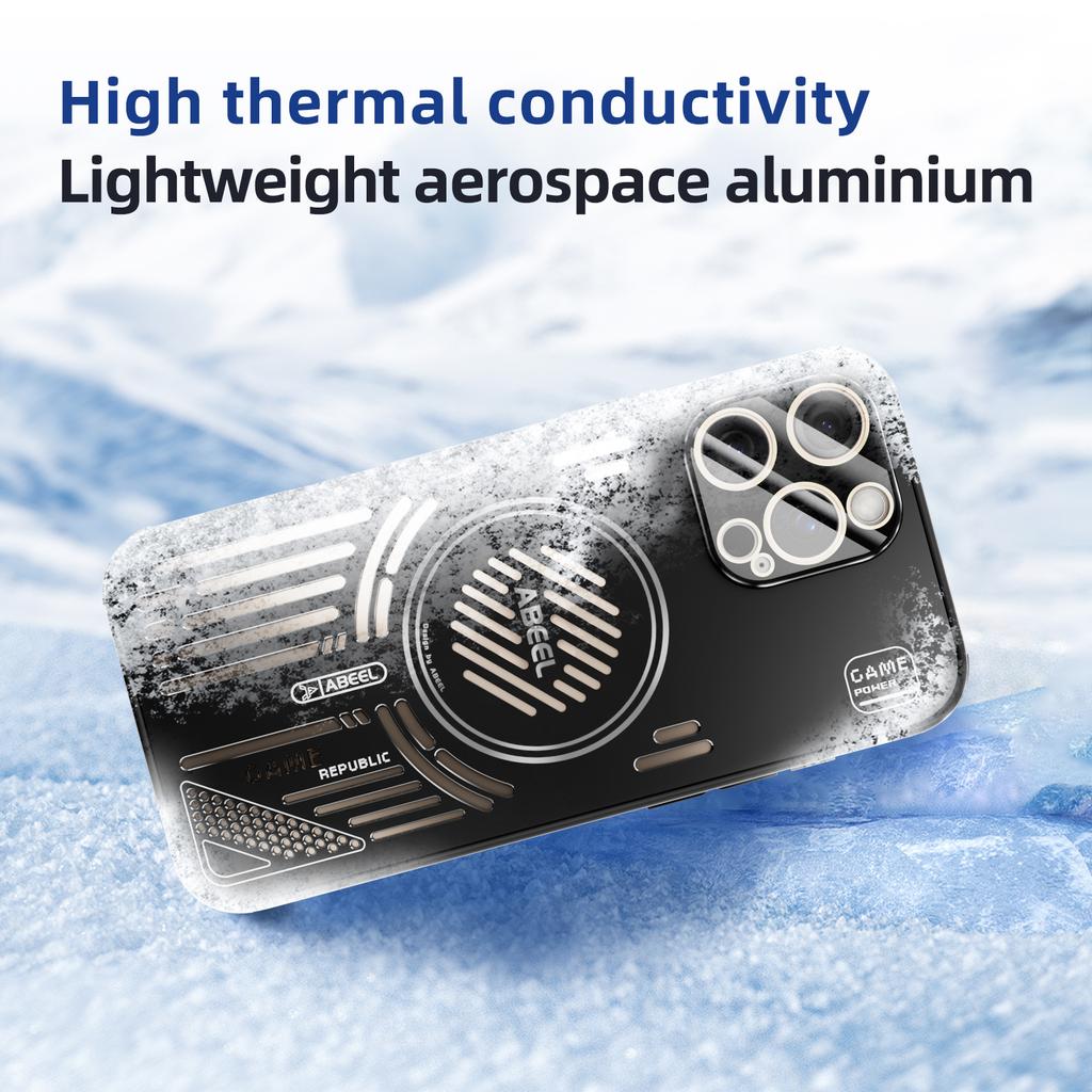 For iPhone 14 Pro Magnetic Case Aluminium Alloy+PC+TPU Hollow Heat Dissipation Phone Cover