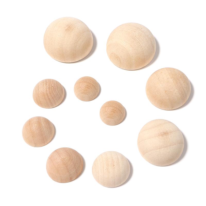 10-50pcs/lot Natural Color Half Round Wooden Beads Flatback Cabochon Split Wooden Balls For DIY Necklace Bracelet Jewelry