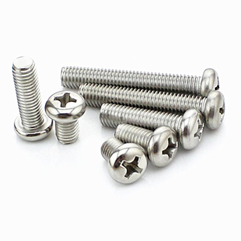 Stainless Steel US Cross Pan/Round Head Screws: Sizes 2#-56, 4#-40, 6#-32, 8#-32, 10#-24, 1/4-20