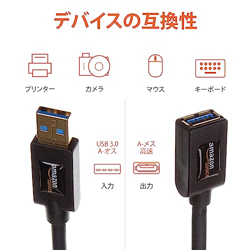 Basic USB3.0 Extension Cable for Printer 3.0m (USB Type A Male - Type A Female) Black