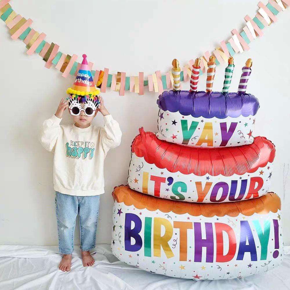 Colorful Three-Layer Cake Balloon - Birthday Party & Photo Prop Decoration