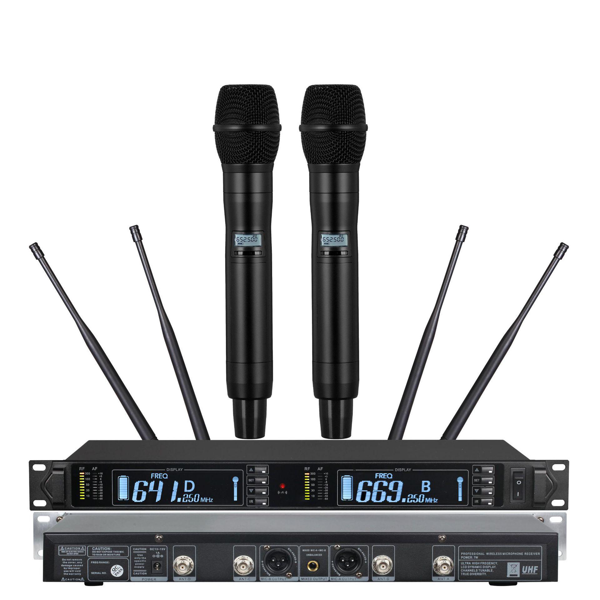 

True Diversity Wireless Microphone System with Dual Microphones UR3500 with UR200 Black Handheld