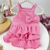 Cute Soft Dog Sling Dress Sweet Bow Dog Clothes Spring Puppy Princess Skirt Fashion Solid Cat Dress Pet Vest Bichon Dog Outfits
