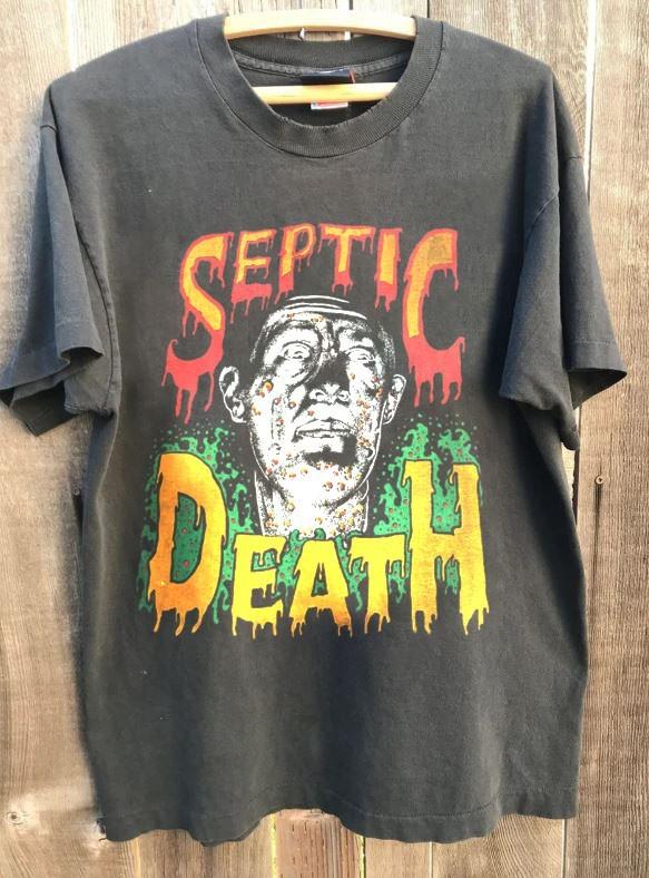 Vintage Septic Death Band Graphic Charcoal Cotton T shirt Unisex S-5XL KH17919 Unisex T-Shirt XXXL