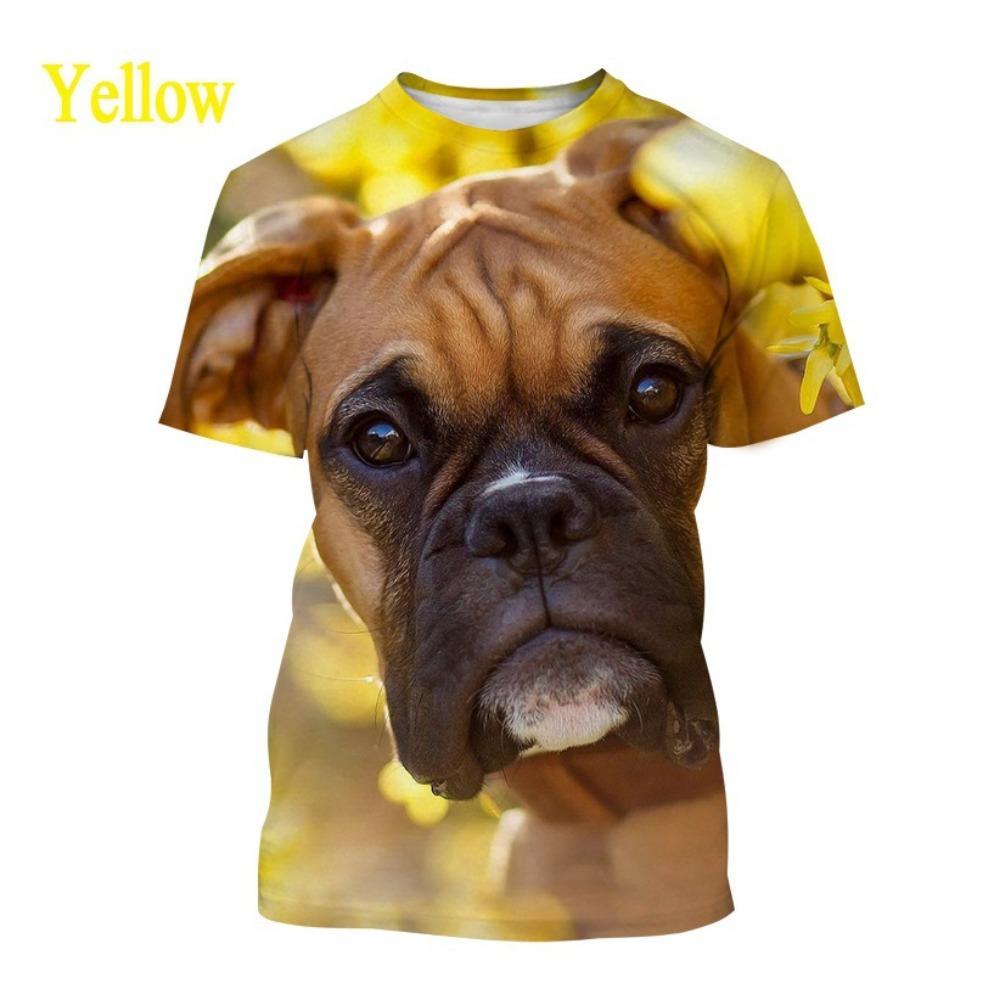 Hot-selling Men's Bulldog 3D T-shirt, Cute Animal Puppy T-shirt, Personalized Casual Printed Short-sleeve Top.