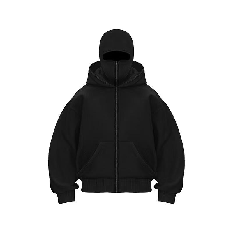 High-Weight Double Hooded Iron Zipper Sweatshirt - Youth Solid Color for Autumn/Winter 